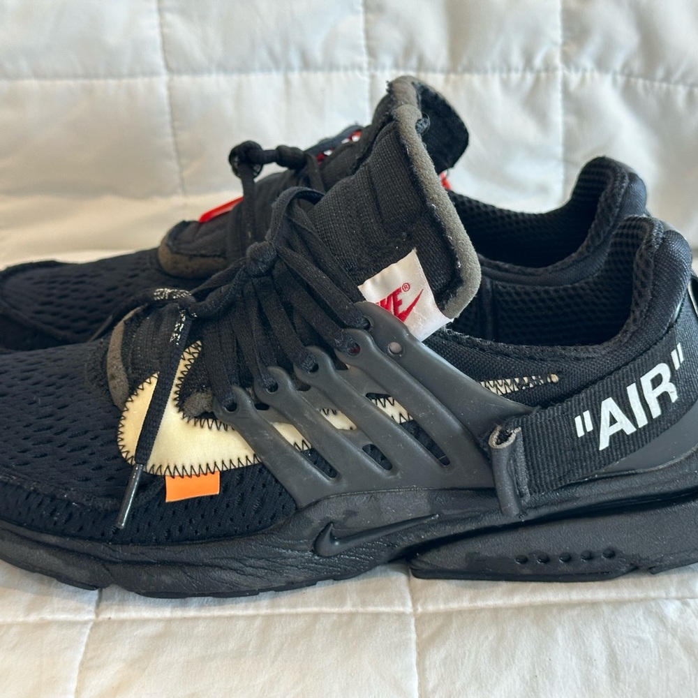 Nike Black and White Presto Sneakers with Orange Accent